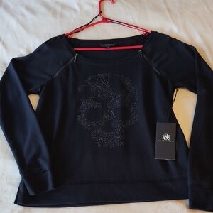 Rock & Republic long sleeve top woth rhinestone skull. NWT size M